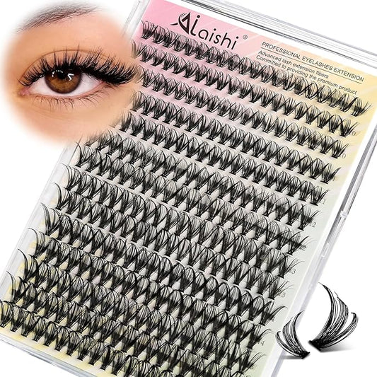 Lash Clusters DIY Cluster Eyelash Extensions 280pcs 9‑16mm 30D Wispy D Curl Natural Volume Lashes–Waterproof Fake Cat Eye Fluffy Individual Soft Clusters(16MIX2-1-X)