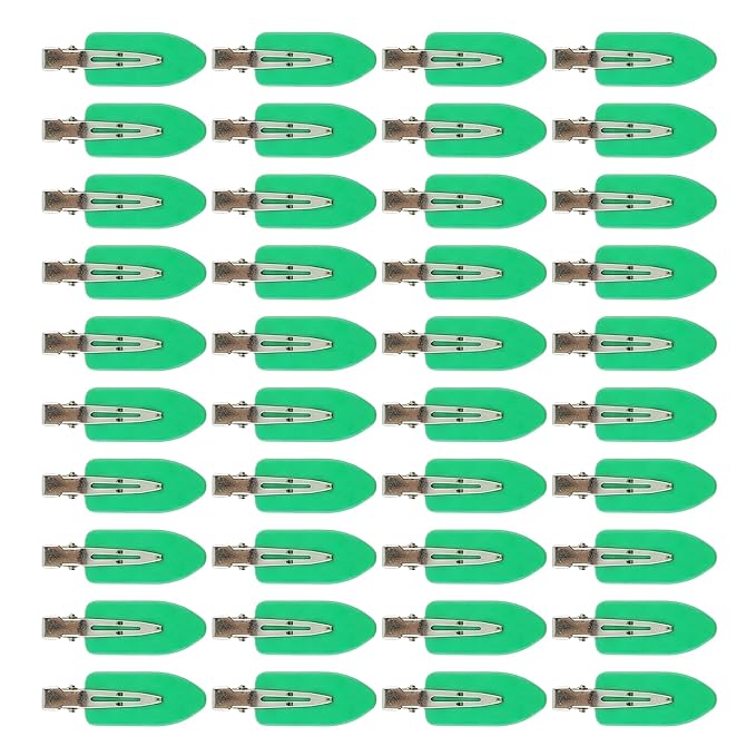 Creaseless Hair Clips for Women Styling 40Pcs Getting Ready No Crease Hair Clips for Bangs Setting No Bend Dent Makeup Clip Application Skincare Clip (Green)