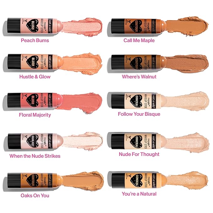 wet n wild MegaGlo Makeup Stick, Buildable Color, Versatile Use, Cruelty-Free & Vegan - When the Nude Strikes (Pack of 3)