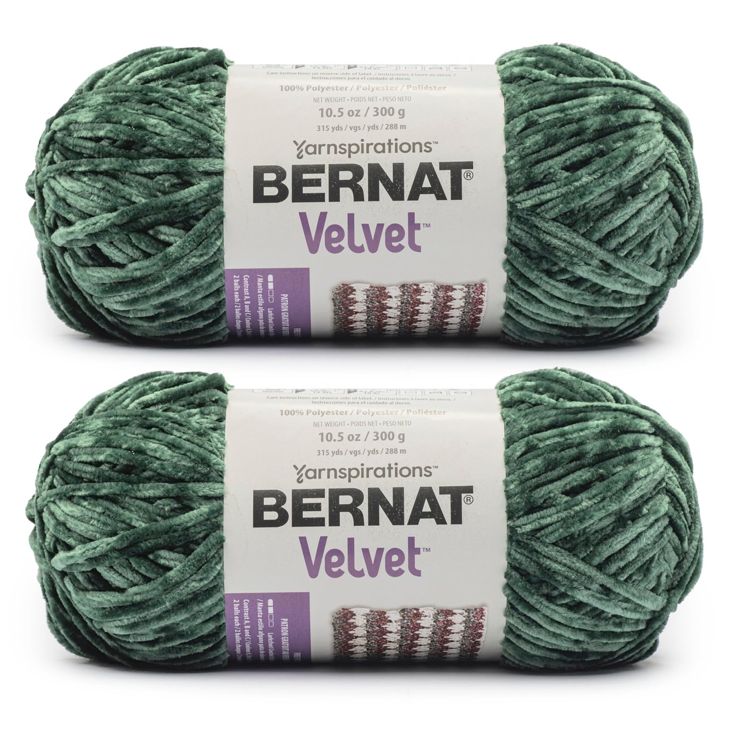 Bernat Velvet Pine Yarn - 2 Pack of 10.5oz/300g - Polyester - #5 Bulky - 315 Yards - Knitting & Crochet