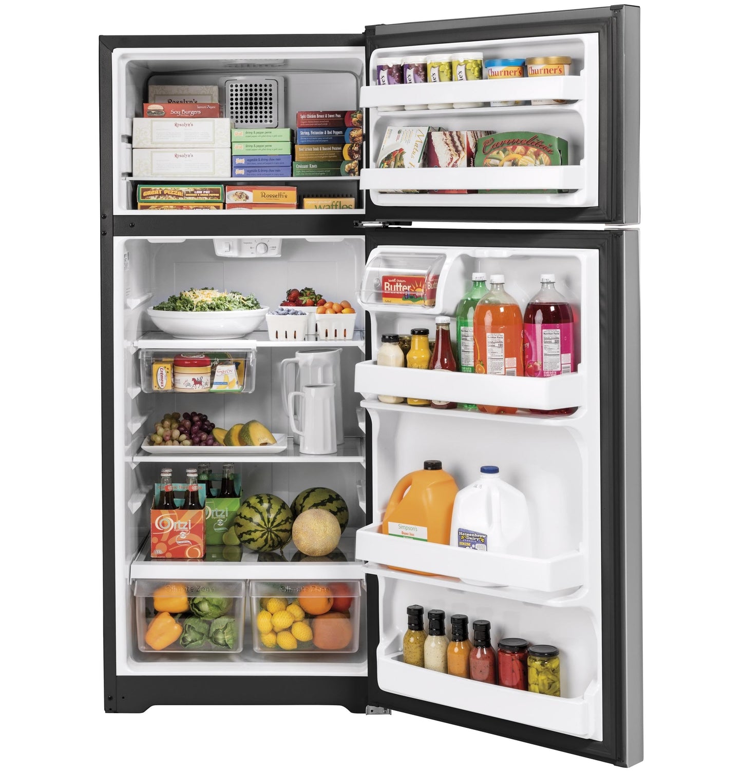 GE 17.5 Cu. Ft. Top Freezer Refrigerator in Fingerprint Resistant Stainless Steel