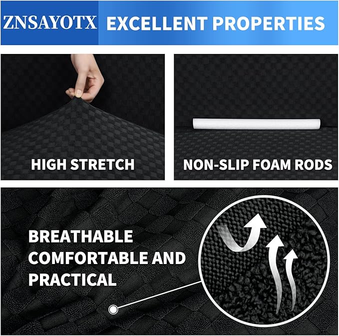 ZNSAYOTX 1 Piece Jacquard Chair Slipcovers for Living Room High Stretch Chair Covers with Arms Anti Slip Pets Friendly Couch Sofa Armchair Cover Furniture Protector (Chair, Black)