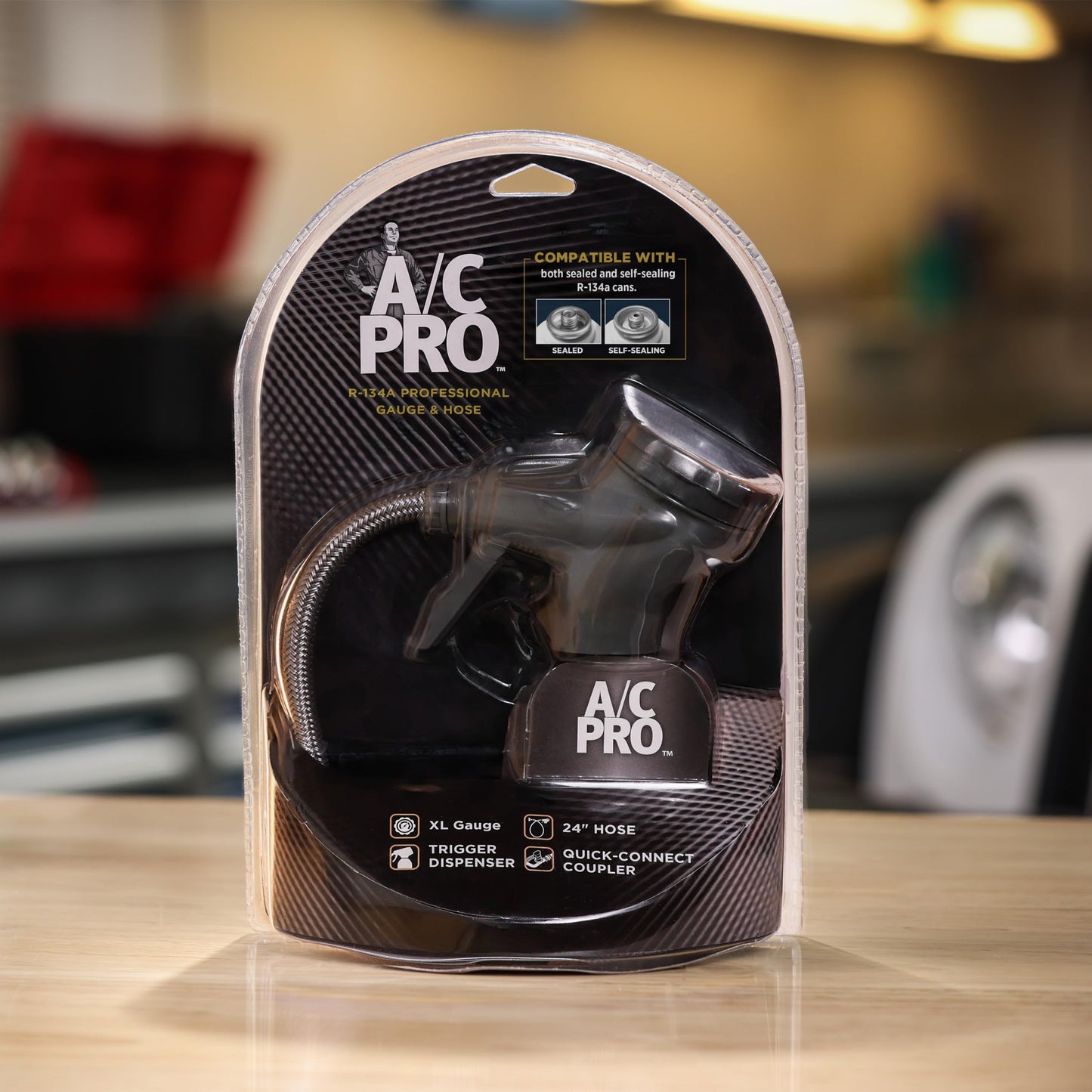 InterDynamics Car Air Conditiioner Gauge and Hose by InterDynamics, A/C Pro Air Conditioner Recharge Gauge and Dispenser for Cars, Trucks, 24 In Hose