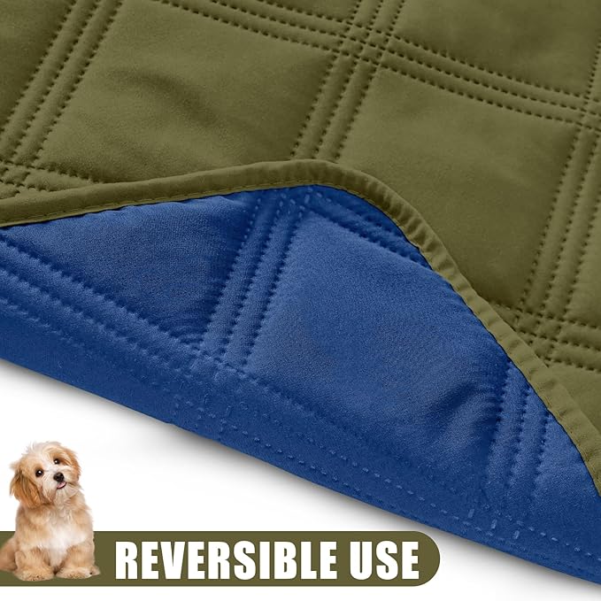 Smiry Waterproof Dog Bed Cover Blanket 30x53, Soft Reversible Pet Blanket, Washable Leakproof Cats Dogs Couch Cover for Sofa, Couch, Furniture, Green/Navy