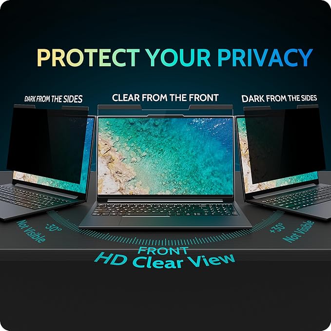 Peslv Magnetic Laptop Privacy Screen 16 inch for 16:10 Computer Monitor, 16" Removable Anti Glare Protector Blue Light Filter Shield Compatible with Lenovo Hp Dell Acer Asus Thinkpad Envy Xps