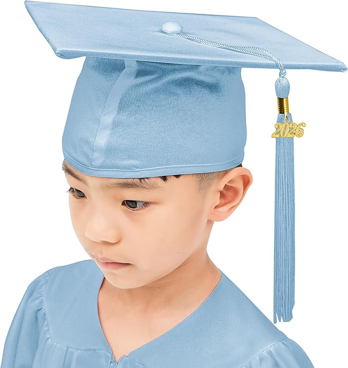GraduationMall Matte Kindergarten & Preschool Graduation Cap for Kids with 2026 Tassel Black