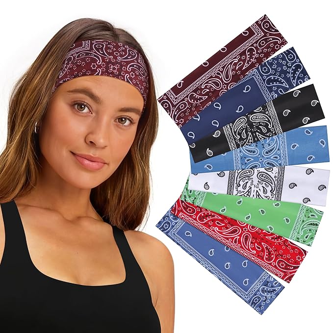Ztomine 8 Pack Headbands for Women Non Slip - Stylish Sports Hair Bands for Women's Hair - Soft Cotton Cloth Stretchy Headbands for Women for Yoga, Outdoor Exercise Running