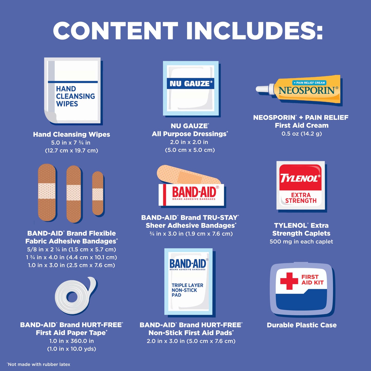 BAND-AID Brand Travel Ready Portable Emergency First Aid Kit, Minor Wound Care, Perfect for Home, Car, Camping, Travel & Outdoor Essentials, Supplies Include Bandages, Neosporin & Tylenol, 80 Piece