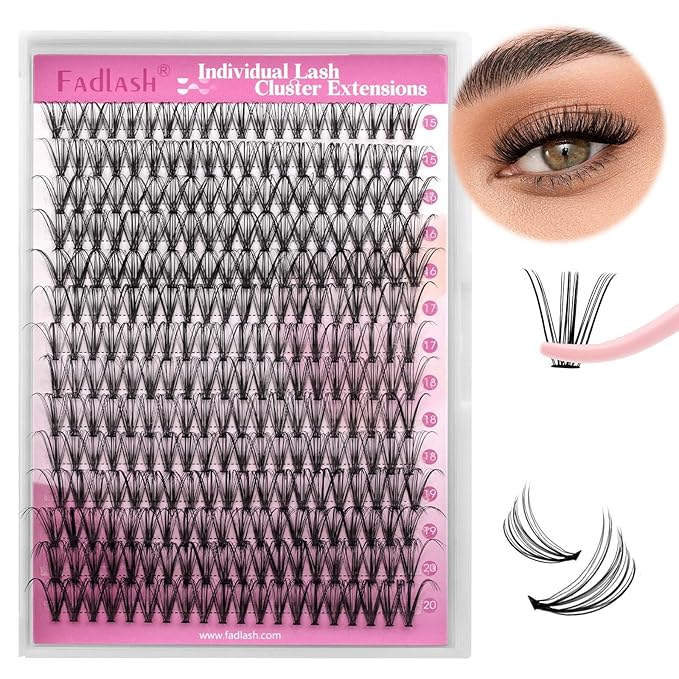 Individual Lashes 15-20mm Mix Cluster Lashes 240pcs DIY Lash Extension C Curl Lash Clusters Soft Individual Lash Extensions Eyelash Clusters Wispy Cluster Eyelash Extensions (20D-0.07C, 15-20mm)