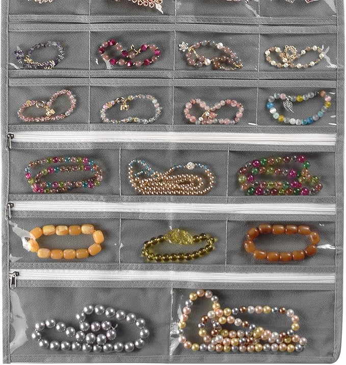 BB Brotrade Hanging Jewelry Organizer,Accessories Organizer,56 Pocket Organizer for Holding Jewelries (Grey-56 Pockets)