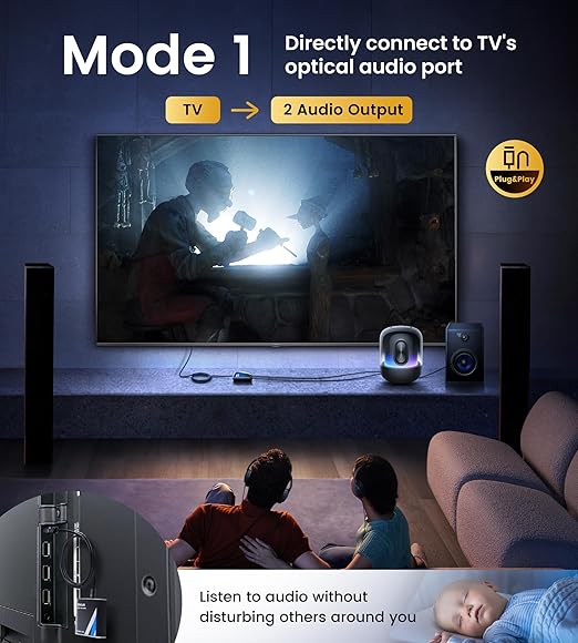 NEWCAER Digital Optical Splitter 1 in 2 Out,SPDIF Toslink Digital Optical Audio Cable Splitter 1x2 Support LPCM2.0 Doldy Digital & DTS 5.1 for Xbox,PS4,PS5,DVD,TV Box,Home Theatre, Receiver,Sound Bar