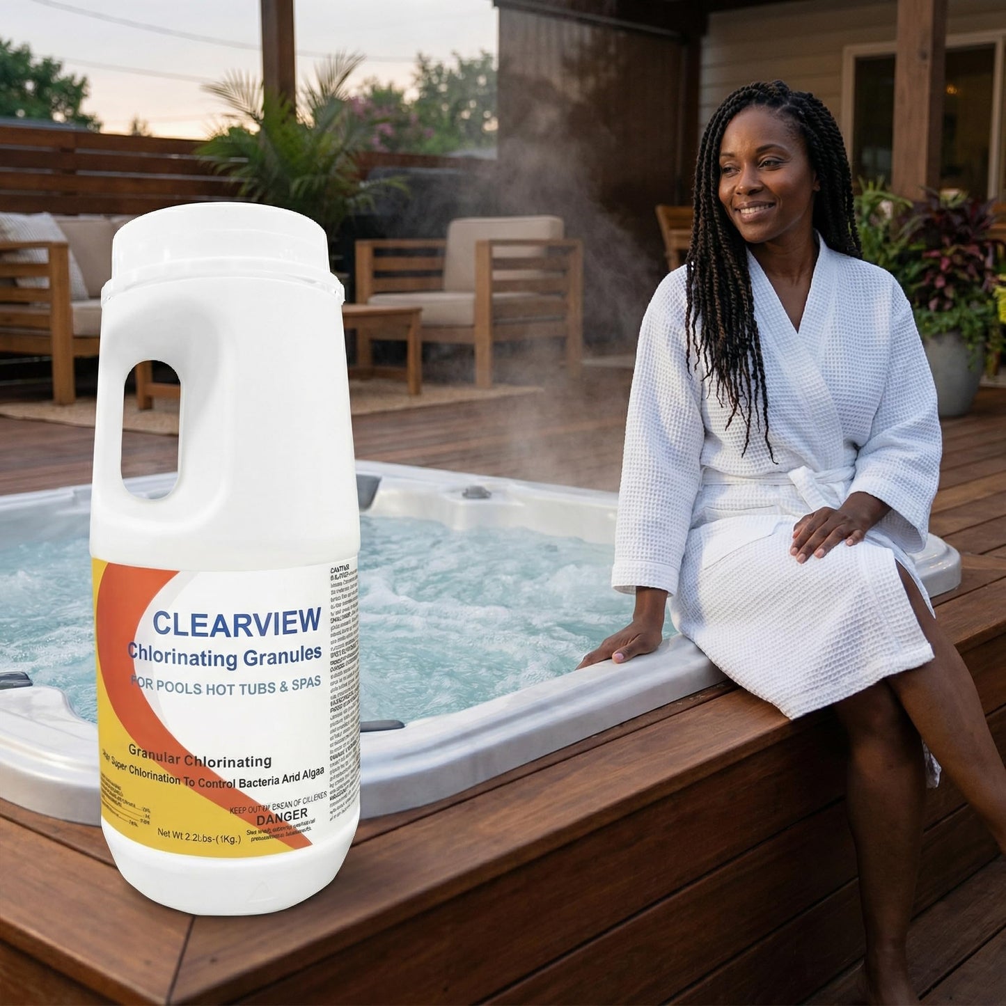 ClearView Chlorine Granules 2.2 Lbs for Swimming Pools, Pool Chlorine Shock Granular Sanitizer for Spas, Fast Dissolving Chlorinating Granules for Hot Tubs