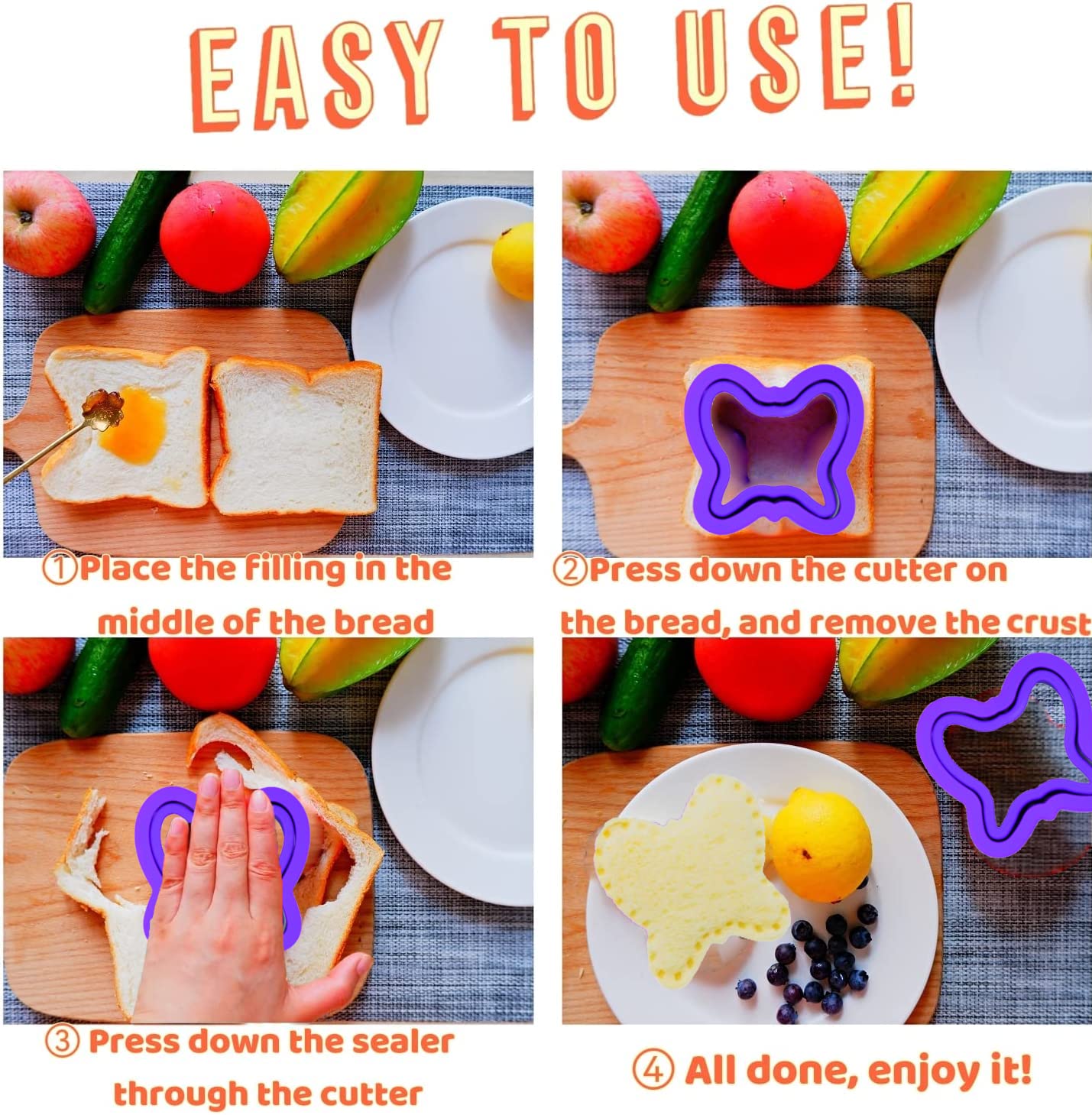 Sandwich Cutter for Kids, BANIC 26pcs Sandwich Cutter and Sealer Set, Uncrustable Maker,Crustless Sandwich Cutters Shapes for Girls Boys, Lunch & Bento Box Accessories,Bread Cookie Cutters for kids