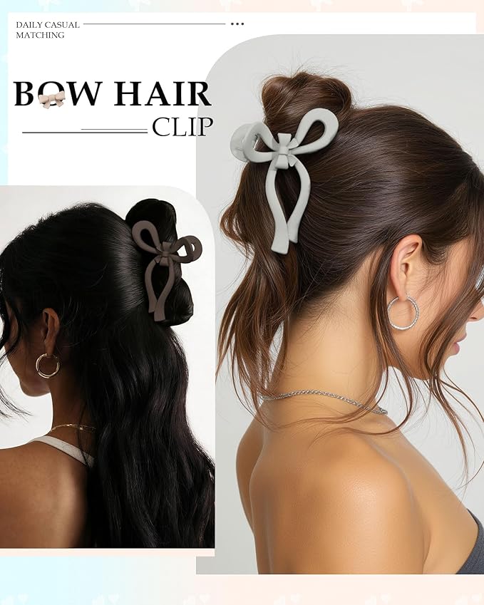 4 PCS Bow Hair Clips for Women Bow Claw Clip 5" Extra Large Hair Claw Clips for Thick and Long Hair Cute Bows Big Clip