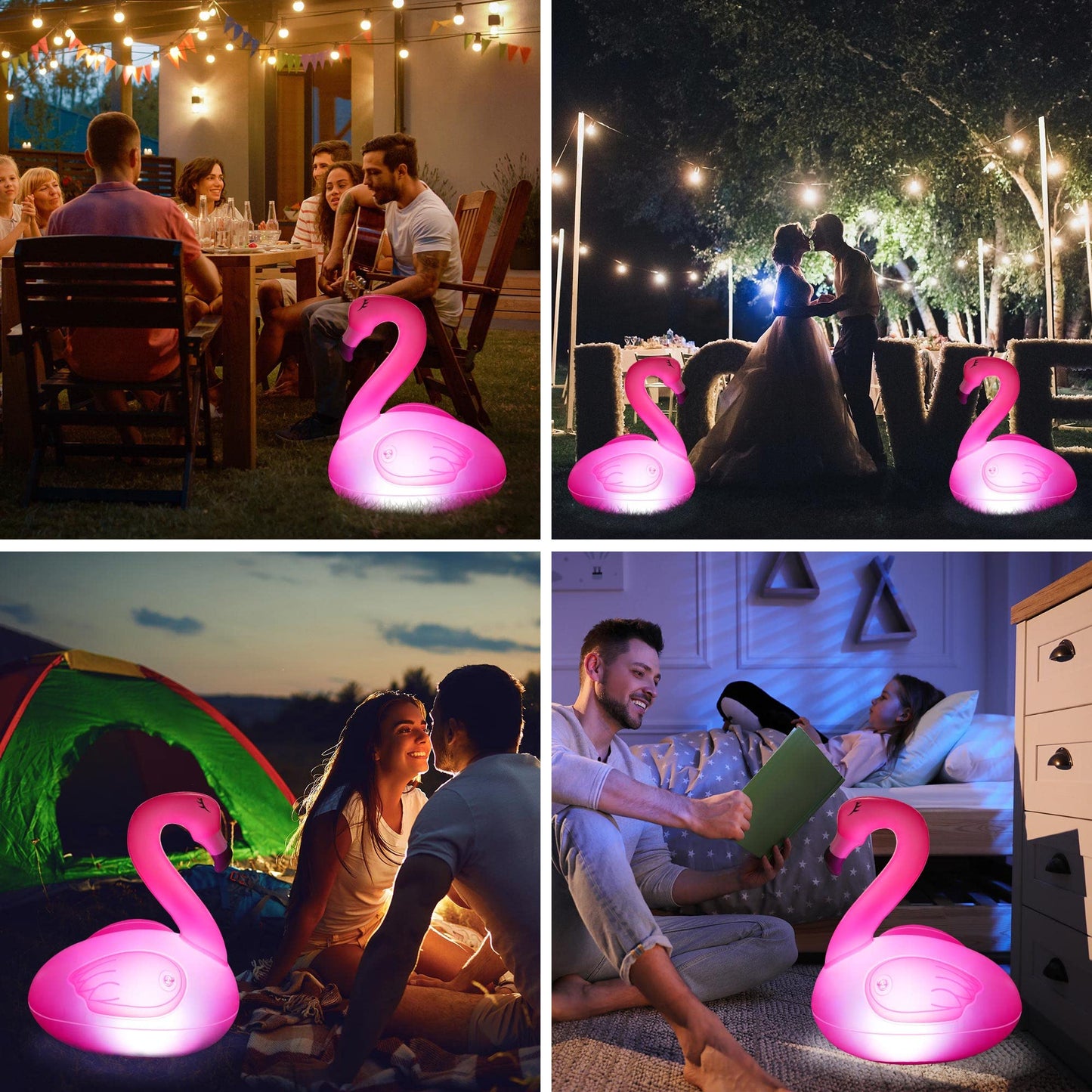 Toodour Floating Pool Lights, 2 Packs Solar Flamingo Pool Lights that Float, Waterproof Glow in The Dark Inflatable Solar Powered Flamingo Light for Swimming Pool, Party, Garden, Patio, Outdoor Decor