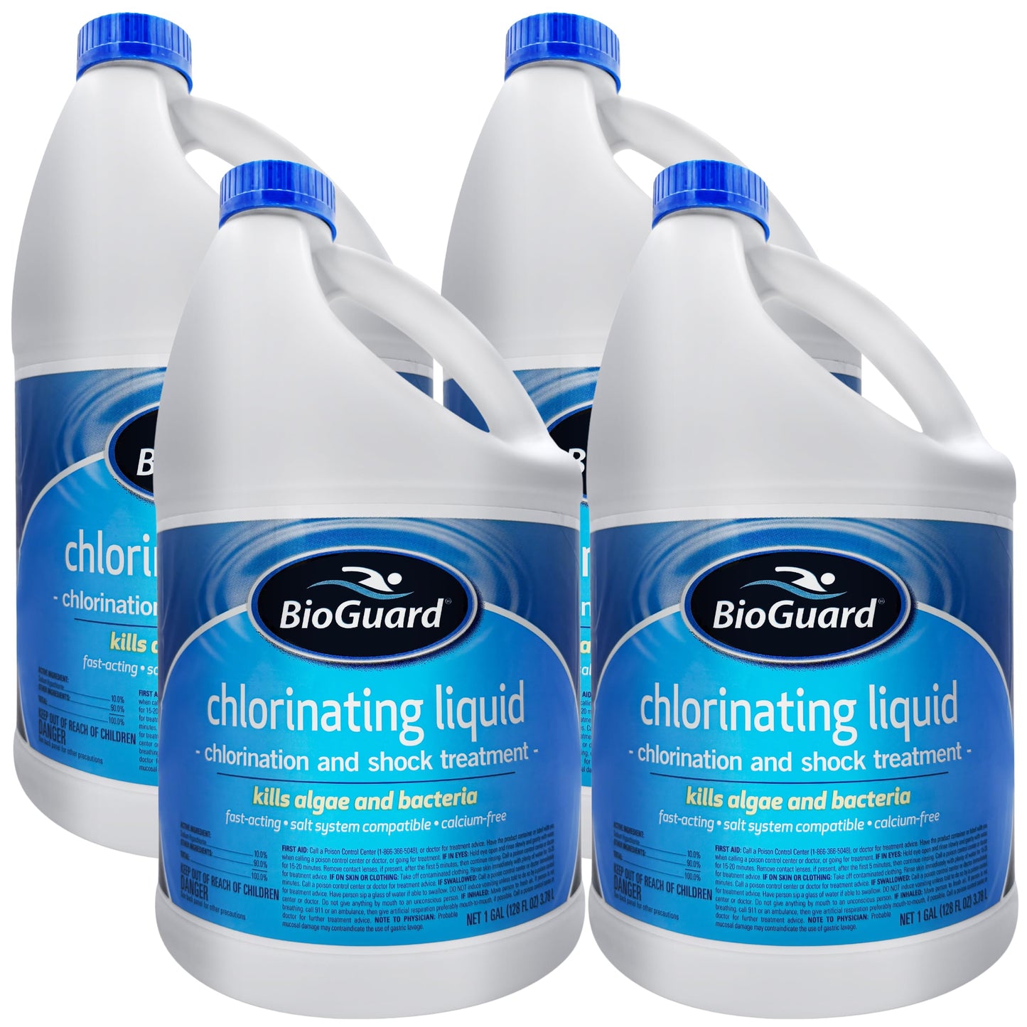 BioGuard Chlorinating Liquid (4-Pack) - Swimming Pool & Spa Liquid Shock Treatment - Raises Chlorine - 4 Gallons