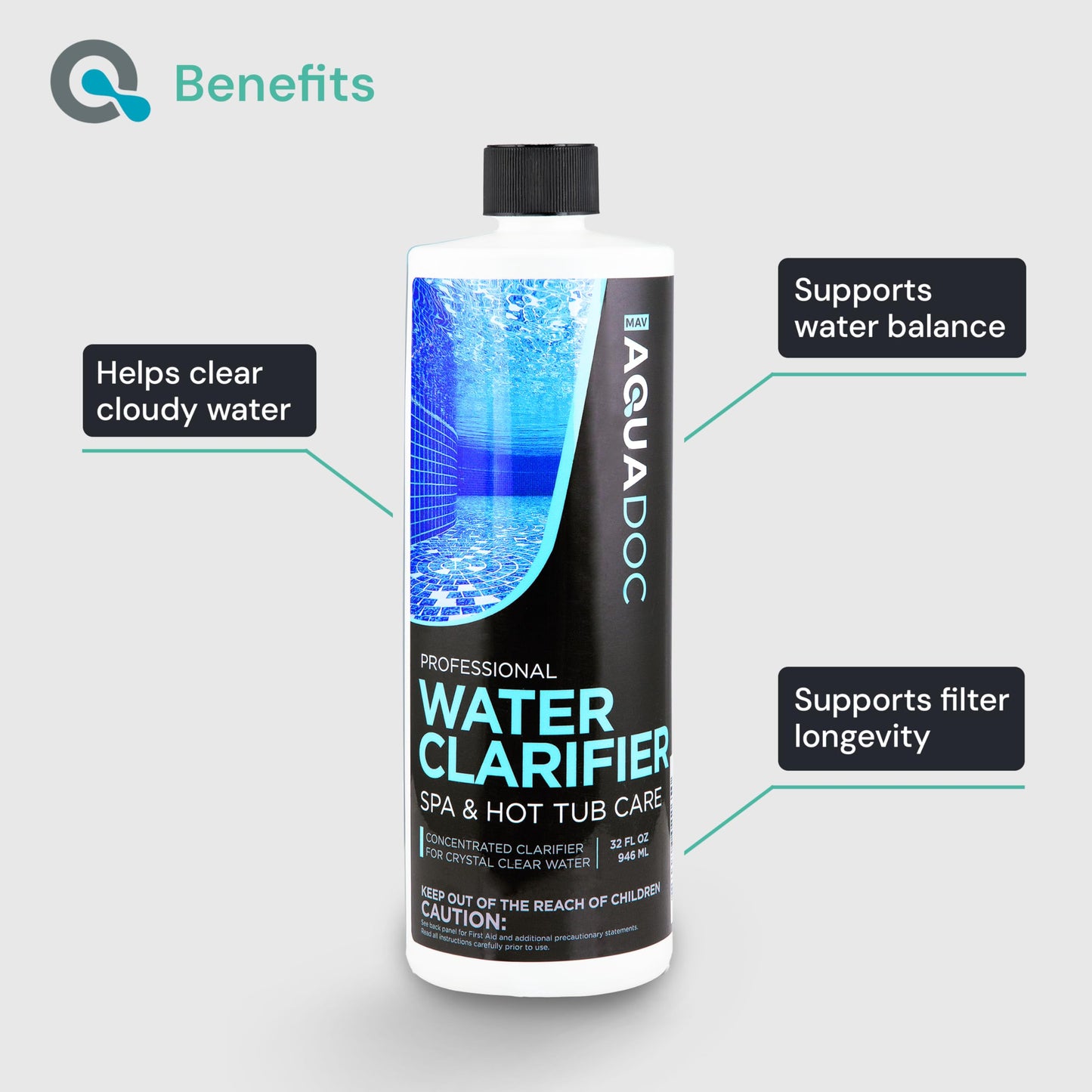 AquaDoc Spa Clarifier and Hot Tub Stain and Scale Control Bundle - Includes 32oz Hot Tub Clarifier and 32oz Spa Stain and Scale Remover - Made in USA