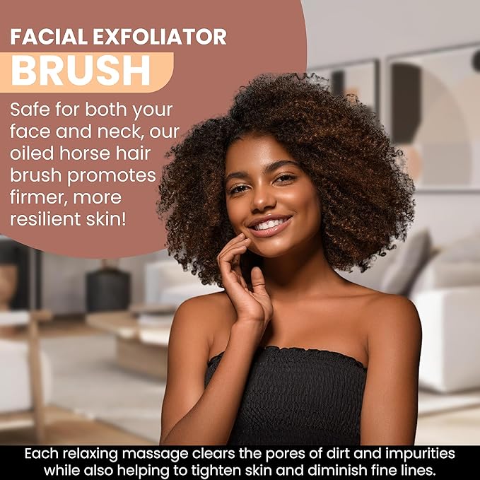 SHASH Since 1869 Hand Made in Germany - Sustainable Exfoliating Face Brush, Scrub Cleansing Brush, Exfoliates Skin to Help Reduce Flaking, Fine Lines, Supports Glowing Complexion (Soft Goat Bristle)