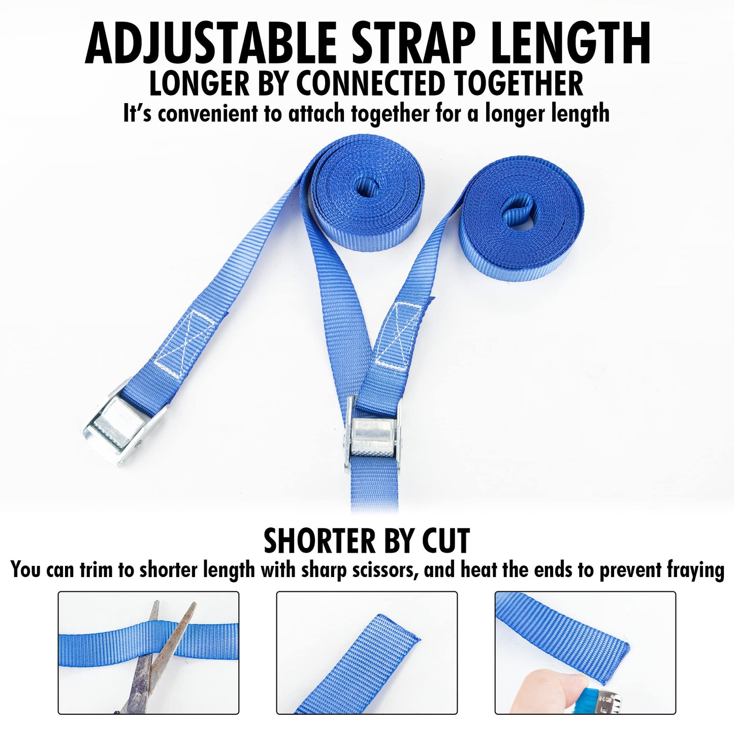 Cartman 1" x 12' Lashing Straps Cargo Tie-Down Strap Up to 600lbs, 6pk in Carry Bag, Blue