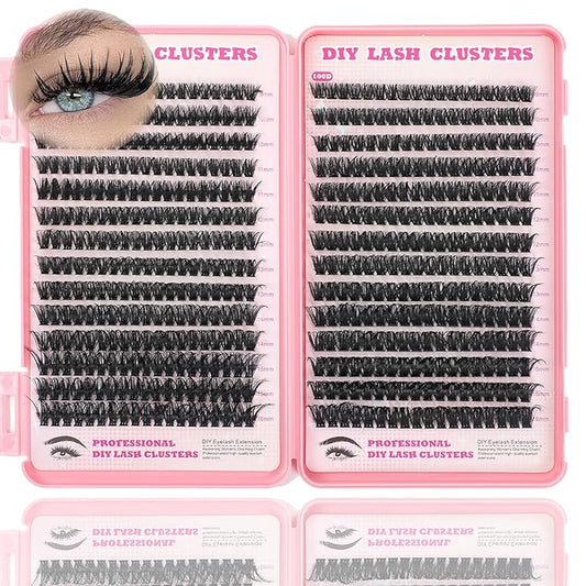 Lash Clusters Kit, 560 Pcs Eyelashes Clusters Kit 9-16mm Individual Lash Extension Kit D Curl Fluffy Wispy False Eyelashes (80D+100D, Lash Clusters)