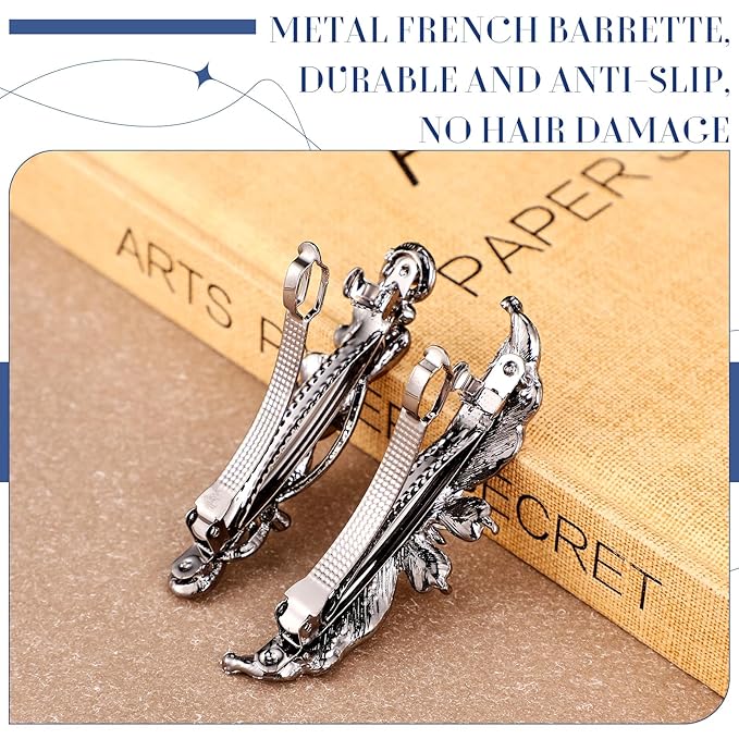 Geyoga 6 Pieces Vintage Hair Barrettes for Women Retro Flower French Pearl Crystal Rhinestones Clips Hair Pins for Women Styling Accessories(Dark Style)