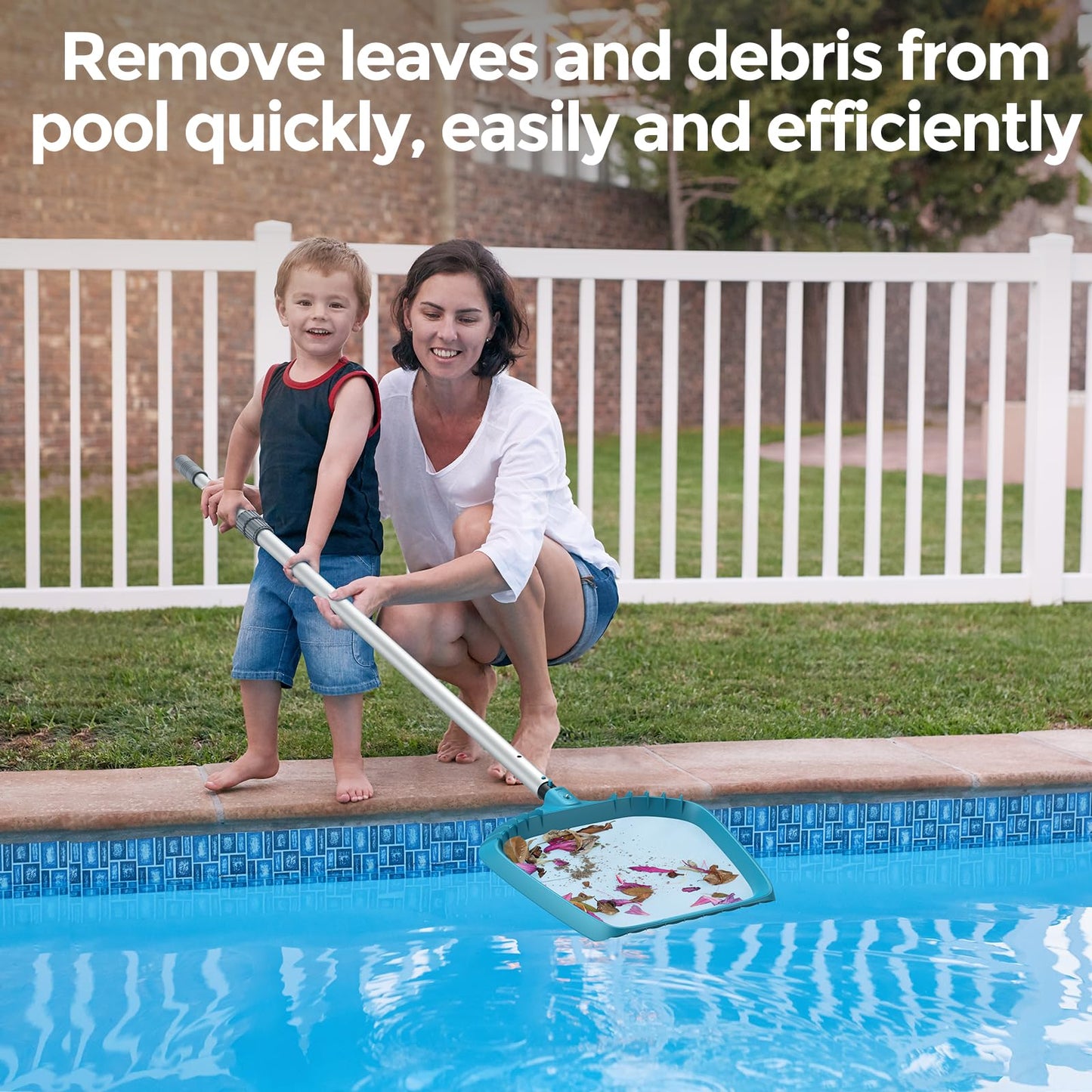 SORSWEET Pool Net, Heavy Duty 20.4" Pool Skimmer Net, Fine Mesh Leaf Skimmer Net for Cleaning Pool, Fits Standard 1-1/4" Pole, Pole Not Included