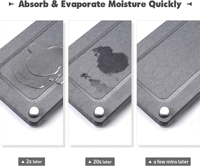 Kitchen Sink Caddy Water Absorbing Stone Tray For Sink, Diatomite Bathroom Countertop Tray Organizer, Faucet Stone Drying Mat Coaster Soap Dish Sponge Dispenser Holder (Grey)