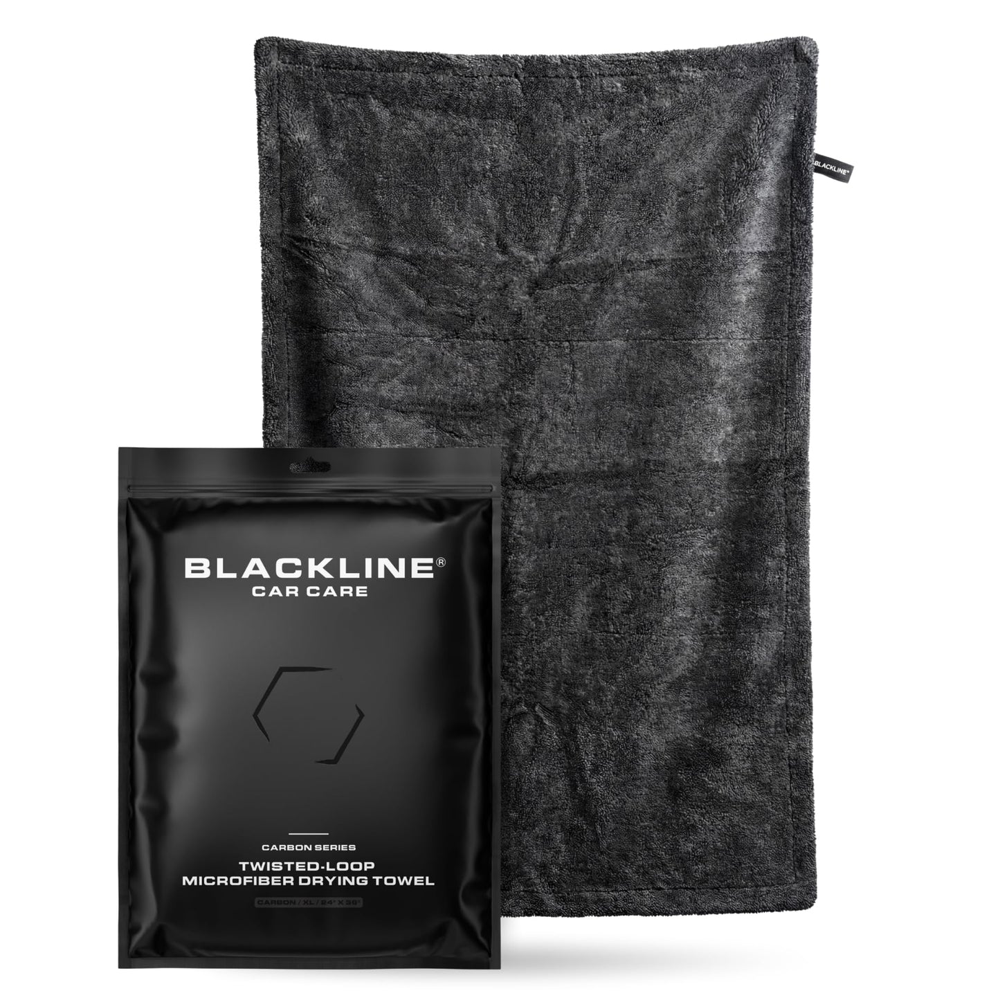 Blackline 24"x36" Twisted-Loop Car Drying Towel, 1300GSM, Streak Free, Lint Free, Reusable - Car Accessories, Microfiber Cleaning Cloth for Car, Truck, SUV - One Pass is All You Need