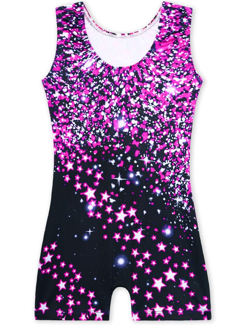 Nokecina Gymnastics Leotards for Girls Size 1t 2t One Piece Stretchy Black Rose Stars Unitard with Shorts