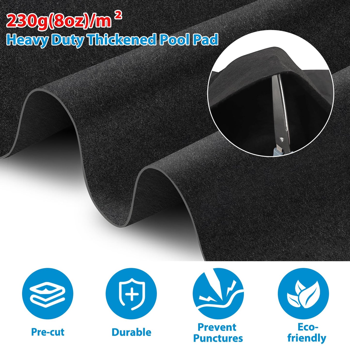 Thickened Pool Liner Pad for Above Ground Pool, 18’x 9’ Rectangle Under Pool Mat Padding, Pool Ground Pad Mat Under Pool for Pool Bottom, Prevent Punctures, Extend Liner Life