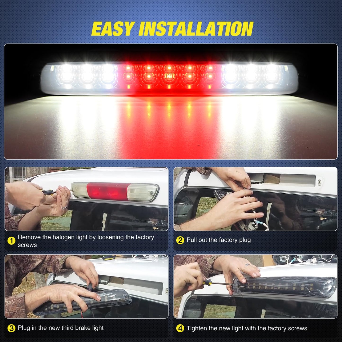 Nilight Third Brake Light Tail High Mount 3rd Stop Cargo Reverse LED Lights Smoked Lens Compatible with Chevy Colorado and GMC Canyon 2004 2005 2006 2007 2008 2009 2010 2011 2012 Pickup Truck