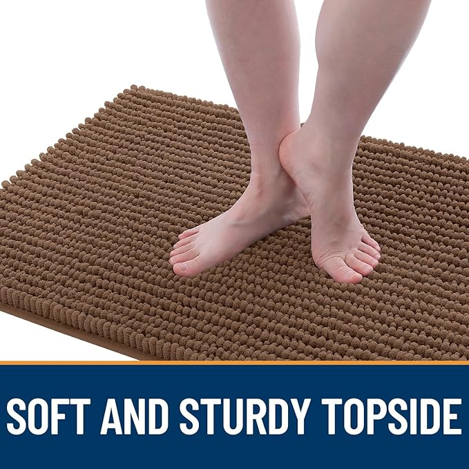 OLANLY Dog Door Mat for Muddy Paws 34x21, Ultra Absorbent Chenille Mud Doormat, Non-Slip Washable and Dirt Trapping Doormat for Indoor Entryway, Quick-Dry Indoor Pet Bed Mats for Dogs, Mocha