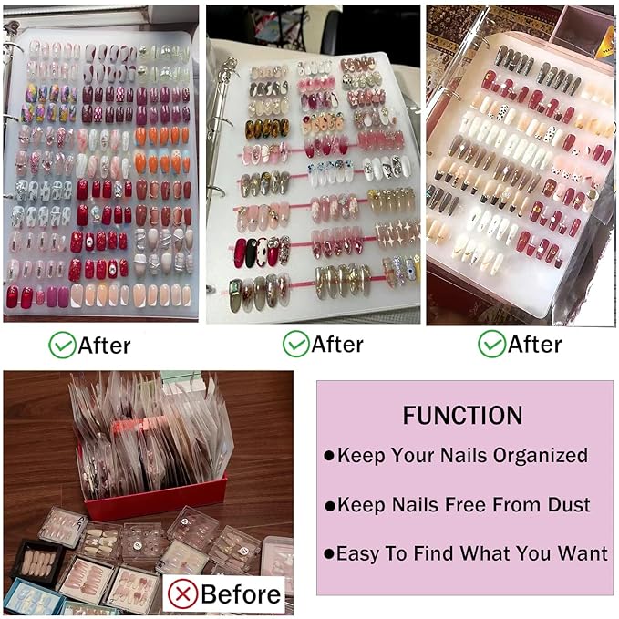 Large Press On Nail Organizer 10 PCS Clear Empty Press On Nail Storage Press On Nail Packaging for Fake Nail Storage Nail Display Nail Salon Press On Nail Supplies Organizer with Nail Tape