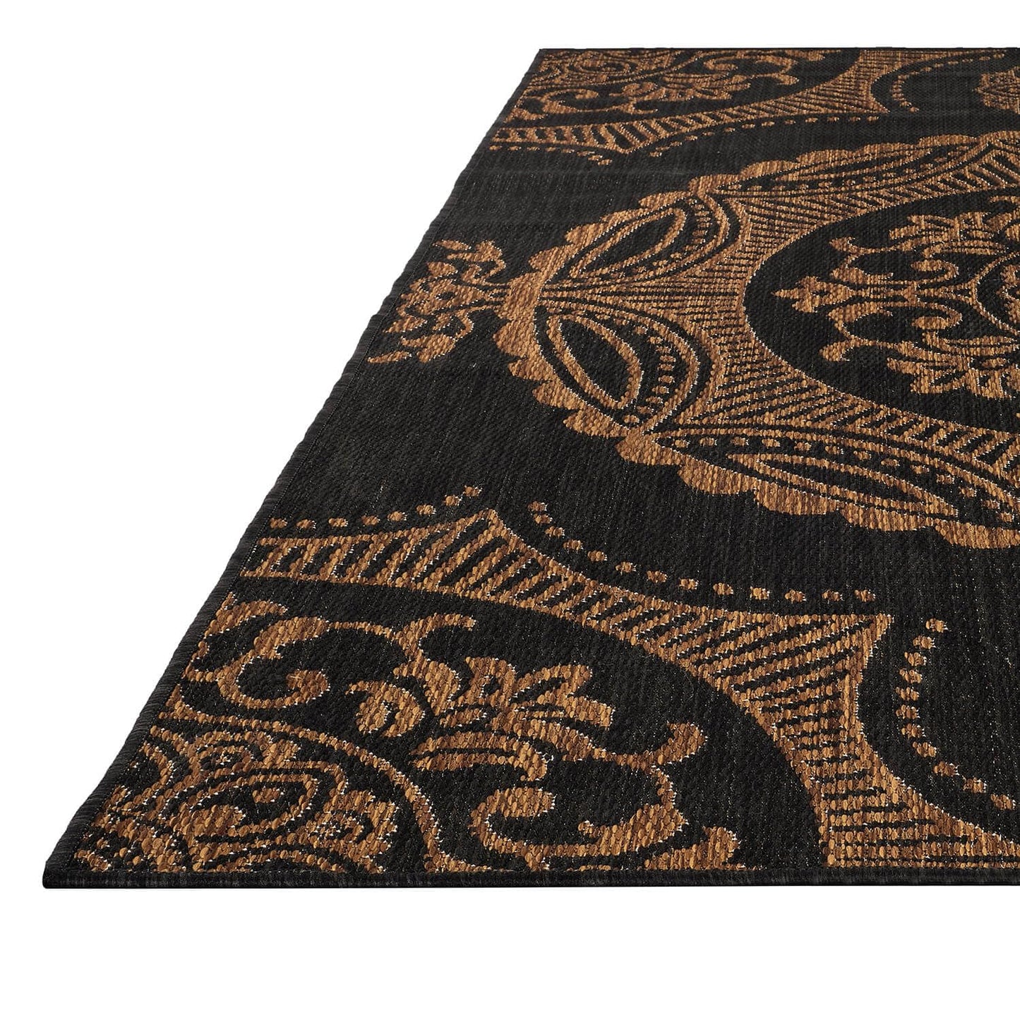 LuuL Home Medallion Outdoor Rug 10x14 Washable Outside Carpet for Indoor Patio Porch Waterproof Easy Cleaning Non Shedding Area Rugs Nut Brown 10 x 14