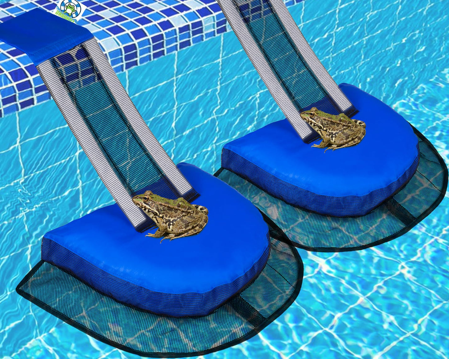 Pool Animal Escape Ramp Frog-Saver-Log - for 2Pcs Swimming Pools Wildlife Rescue Device,Durable Above Ground Pool Critter Ramp, Prevent Drowning with Easy Install, Pool Safety,Reusable (Blue-2Pack)