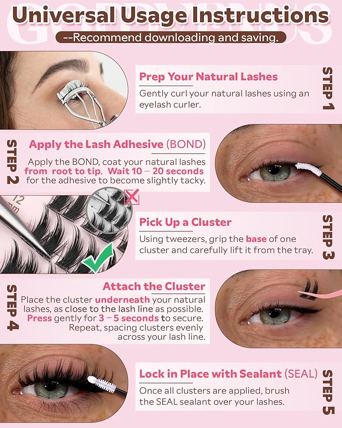 Fluffy Manga Lash Clusters Kit, Natural Wispy Cluster Eyelash Extensions, DIY Lash Extension at Home For Dolly Anime Look, Fairy Individual Lashes Kit with Waterproof Bond and Seal
