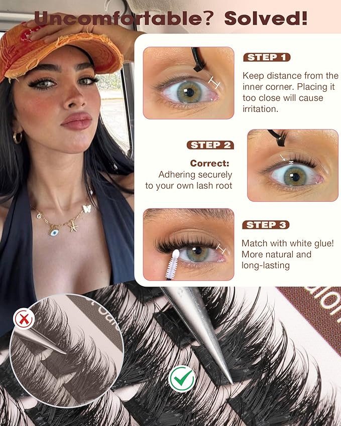 Fluffy Lash Clusters Wispy Eyelash Clusters Natural Lash Clusters Volume DIY Eyelash Extensions 12-18mm with Bottom Lashes Soft Thin Band Individual Lashes for Dramatic Look by Focipeysa Lashes