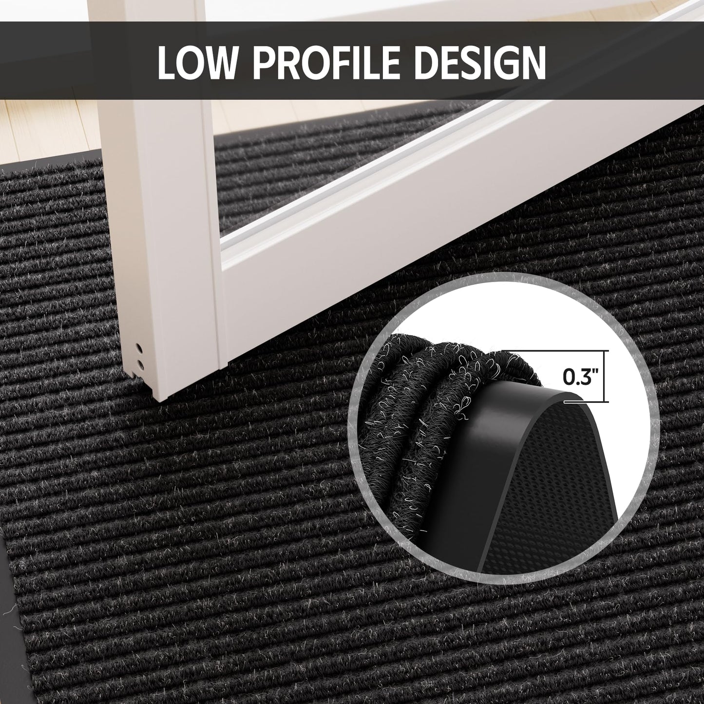 EZ2LIVE Front Door Mat 3' x 5', Low Profile Heavy Duty Door Mat Outside Entrance, Non-Slip Large Commercial Floor Mat, Absorbent & Resist Dirt, Easy Clean Welcome Entry Mat Indoor Outdoor, Black