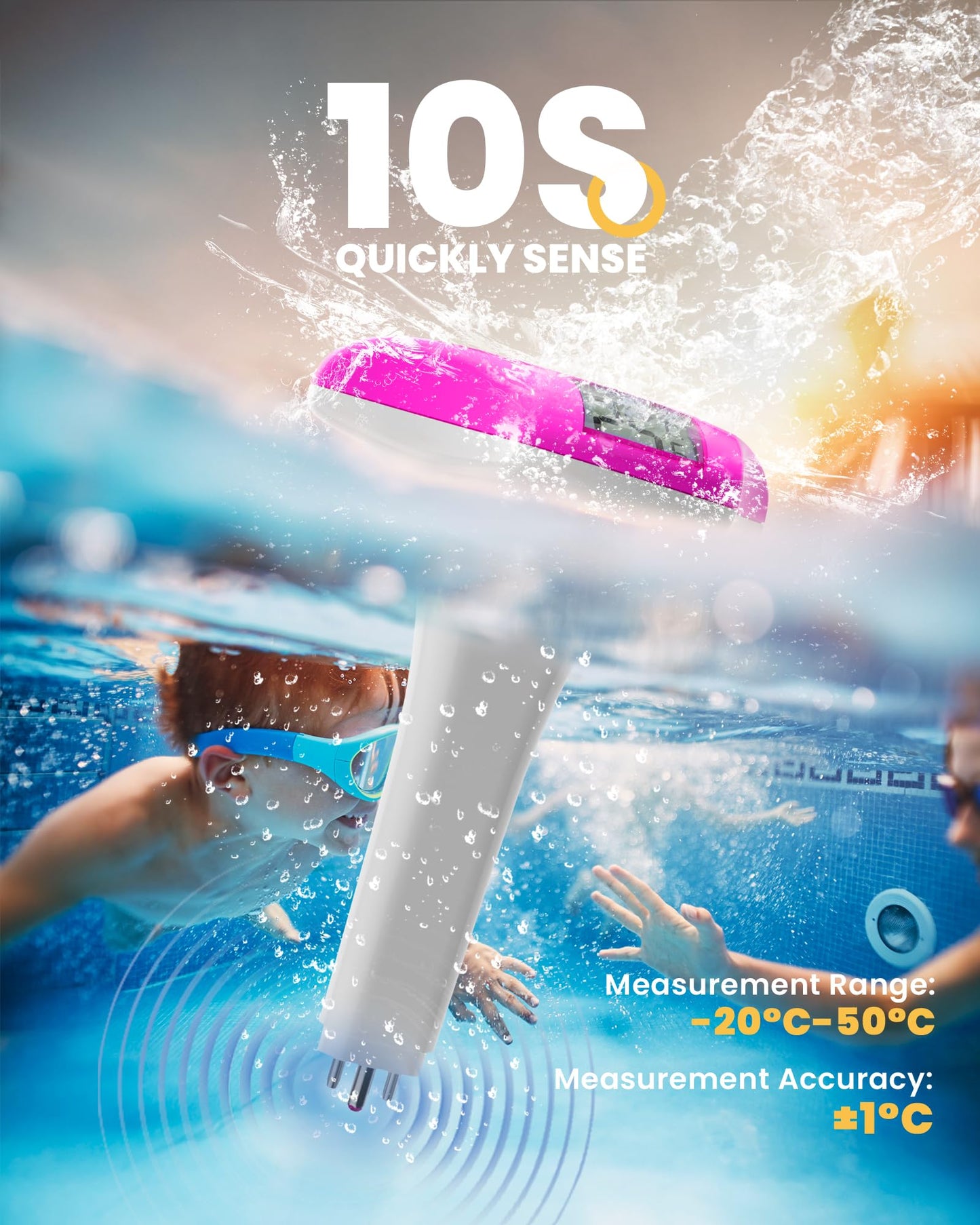 BALDR Pool Thermometer Floating Easy Read, Solar powerd with LCD Large Digital Display, IPX-8 Waterproof Swimming Pool Thermometer, Say Goodbye to Battery Replacement, Gauge for Ice Bath, Hot Tubs