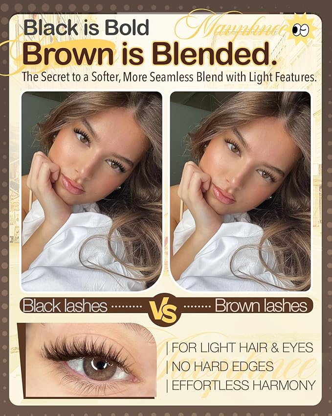 8-12MM Brown Lash Clusters Kit Natural Eyelash Clusters Wispy Cluster Eyelash Extensions Kit Fluffy Individual Lash Extensions with Bond and Seal for Soft Glam (180Pcs, C Curve)