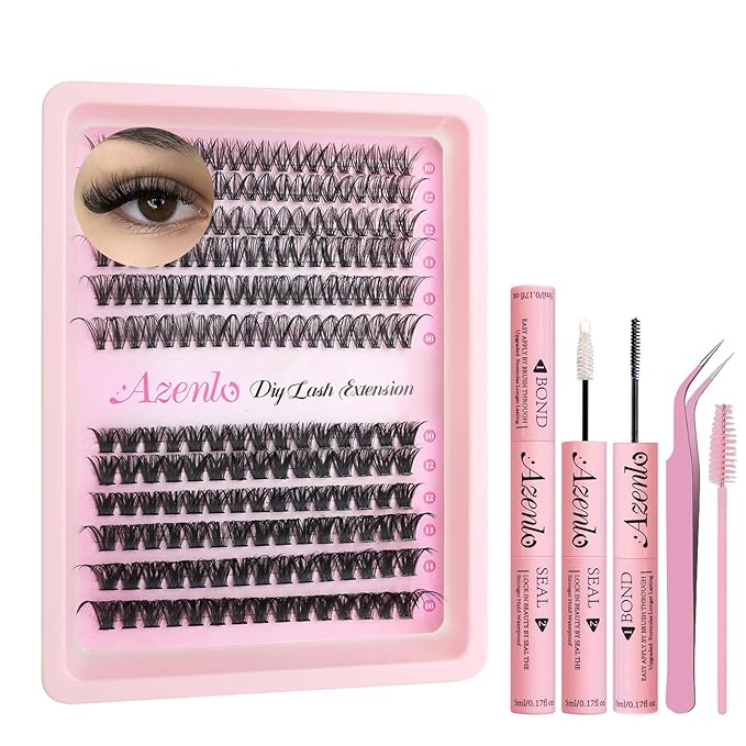 Azenlo Lash Extensions Cluster DIY Lashes 240pcs 30D 80D 10-16mm Eyelash Clusters Individual Lashes Cluster Lash Kit Thin Band Lash Kit(30D+80D KIT)