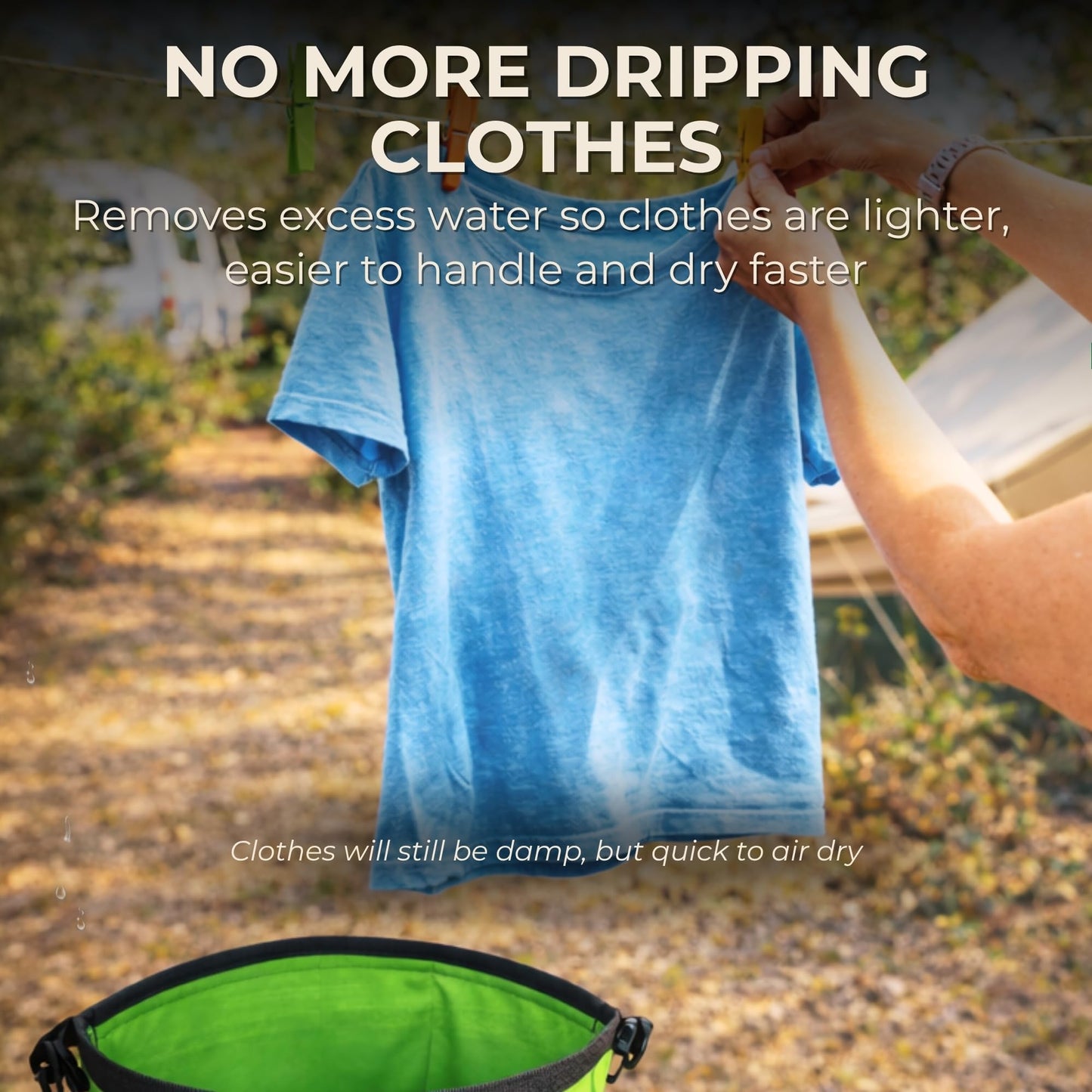 Dezitrek Ultra-Light Clothes Wringer – Manual Water Remover for Hand Washed Clothes, Speeds Up Air Drying for Camping, Caravan & Off-Grid Travel