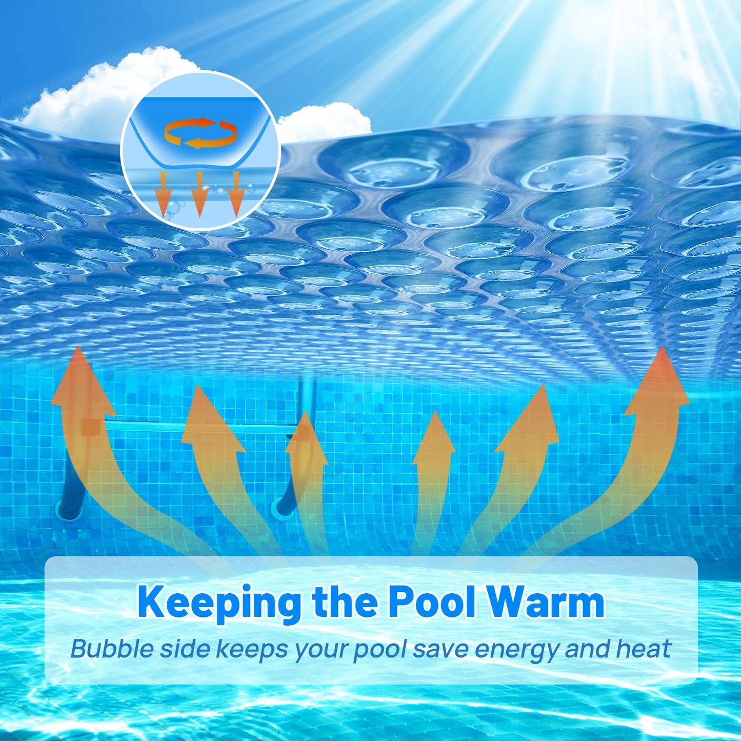 ALLAREN Solar Pool Cover 9x18 Foot Rectangle, 10Mil Blue Bubble Pool Blanket for Inground & Above-Ground Pools | Solar Heating Cover | UV-Resistant & Energy Efficient
