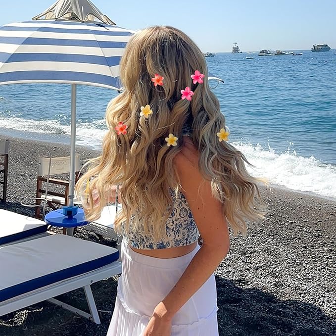 Flower Hair Claw Clips-12PCS Small Claw Clips for Thick/Thin Hair Claws,Strong Hold Nonslip Cute Hair Clips for Women Girls,Hawaiian Hair Accessories Holiday Gifts