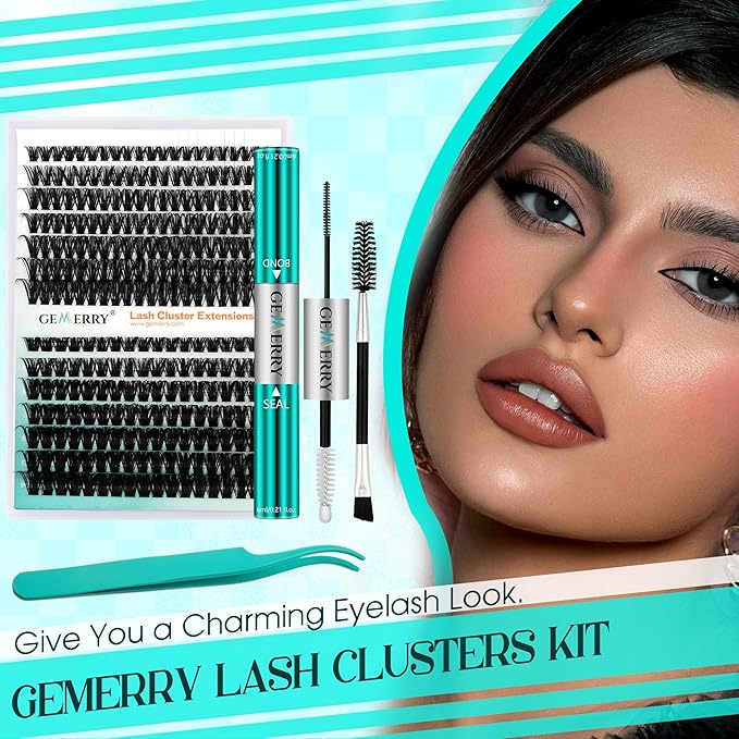 Eyelash Clusters Fluffy Lash Clusters Thick 280pcs Cluster Eyelash Extensions DIY At Home Individual Lashes Cluster Lashes by GEMERRY（100P-8-16mm)