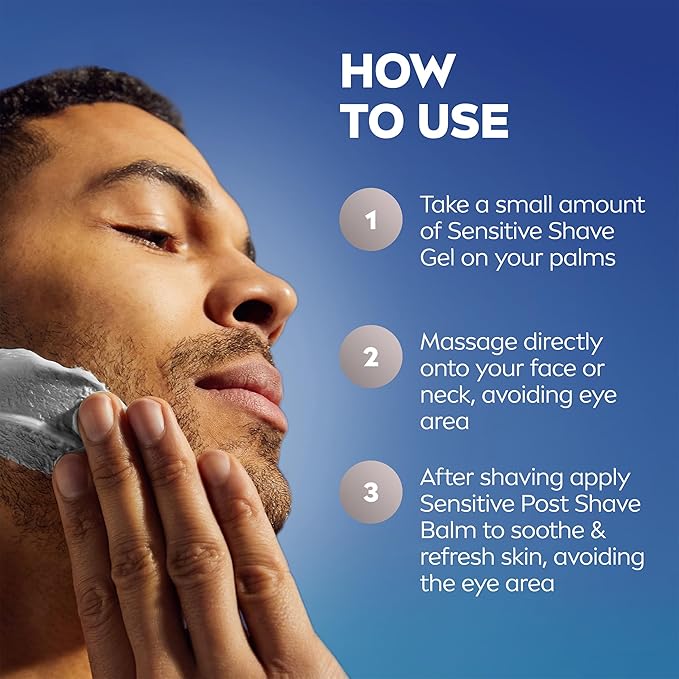 NIVEA MEN Sensitive Shave Gel, Shaving Gel for Men with Sensitive Skin, Enriched with VitaminPro Complex, 7 Oz Can, Pack of 3