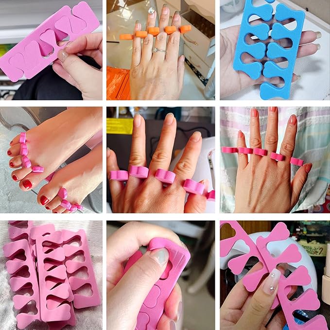 120pcs Toe Separators for Pedicure - Sponge Toe Separator for Nail Polish Party Nail Art Painting Toenails, 4 Funny Colors - Comfy and Soft