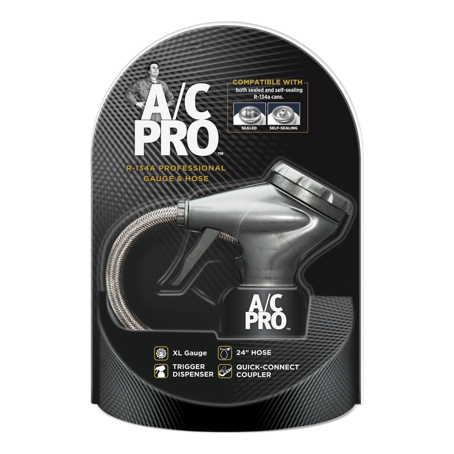 InterDynamics Car Air Conditiioner Gauge and Hose by InterDynamics, A/C Pro Air Conditioner Recharge Gauge and Dispenser for Cars, Trucks, 24 In Hose