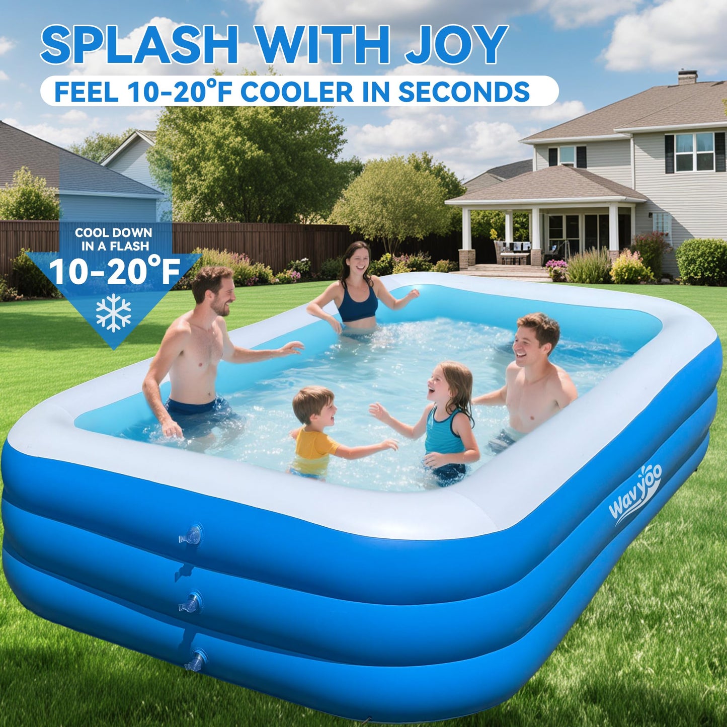 Large Inflatable Pool for Kids and Adults, Oversized Thickened Blow Up Pool for Kid and Adult, Durable Swimming Pool for Backyard, Outdoor, Garden, Summer Water Party (120“x70“x22)