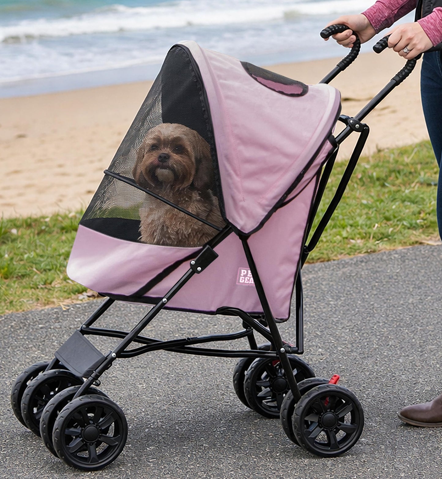 Pet Gear Travel Lite Plus Stroller, Compact, Easy Fold, No Assembly Required, Large Wheels for Cats and Dogs up to 15 pounds, Himalayan Salt